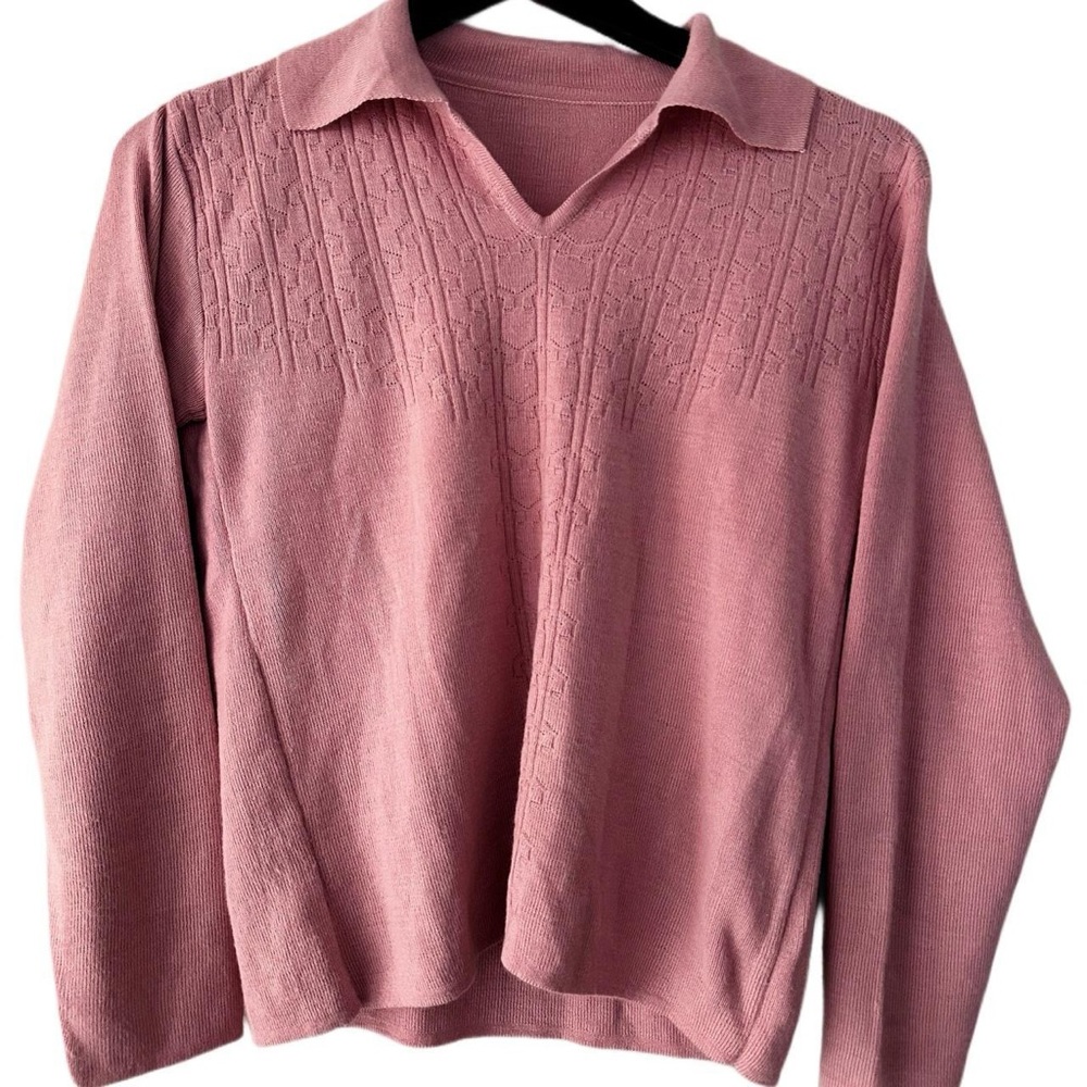 1940s 40s 50s True Vintage Grandma Open Collar Sweater Top Shirt Coquette Boho